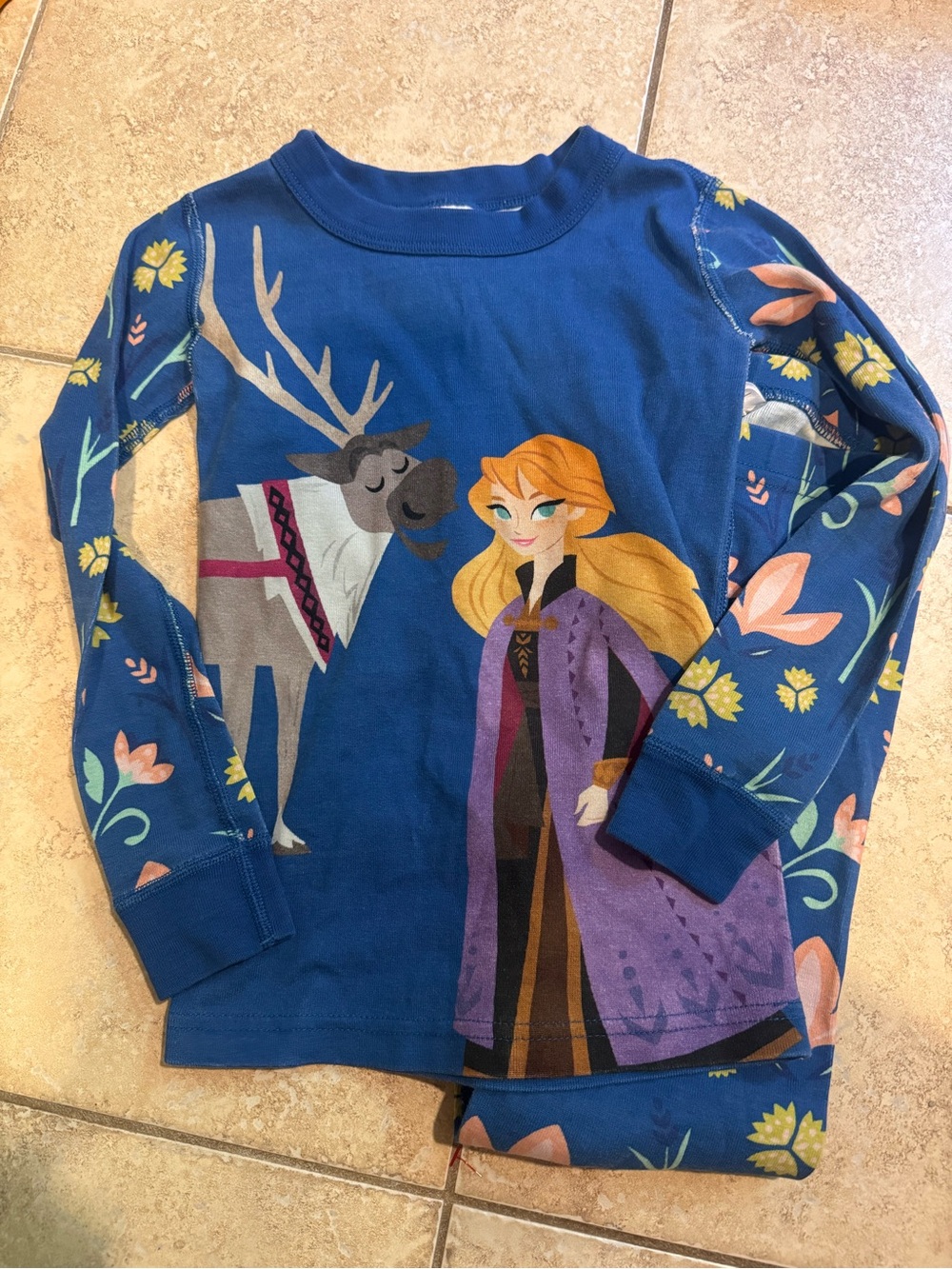 Hanna Andersson Blue Frozen Anna & Sven Long-Sleeve Tee
